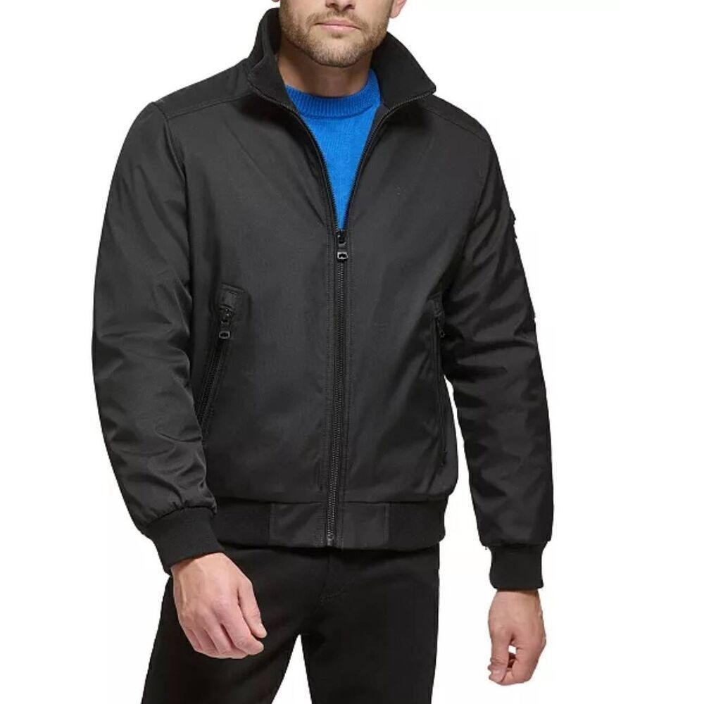 Calvin Klein Jacket Mens 2XB Bomber Varsity Water Resistant Black Outerwear Medi